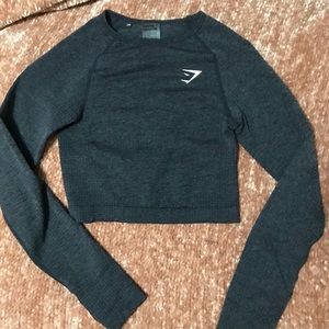 Gymshark Vital Seamless Crop Top Black Marl